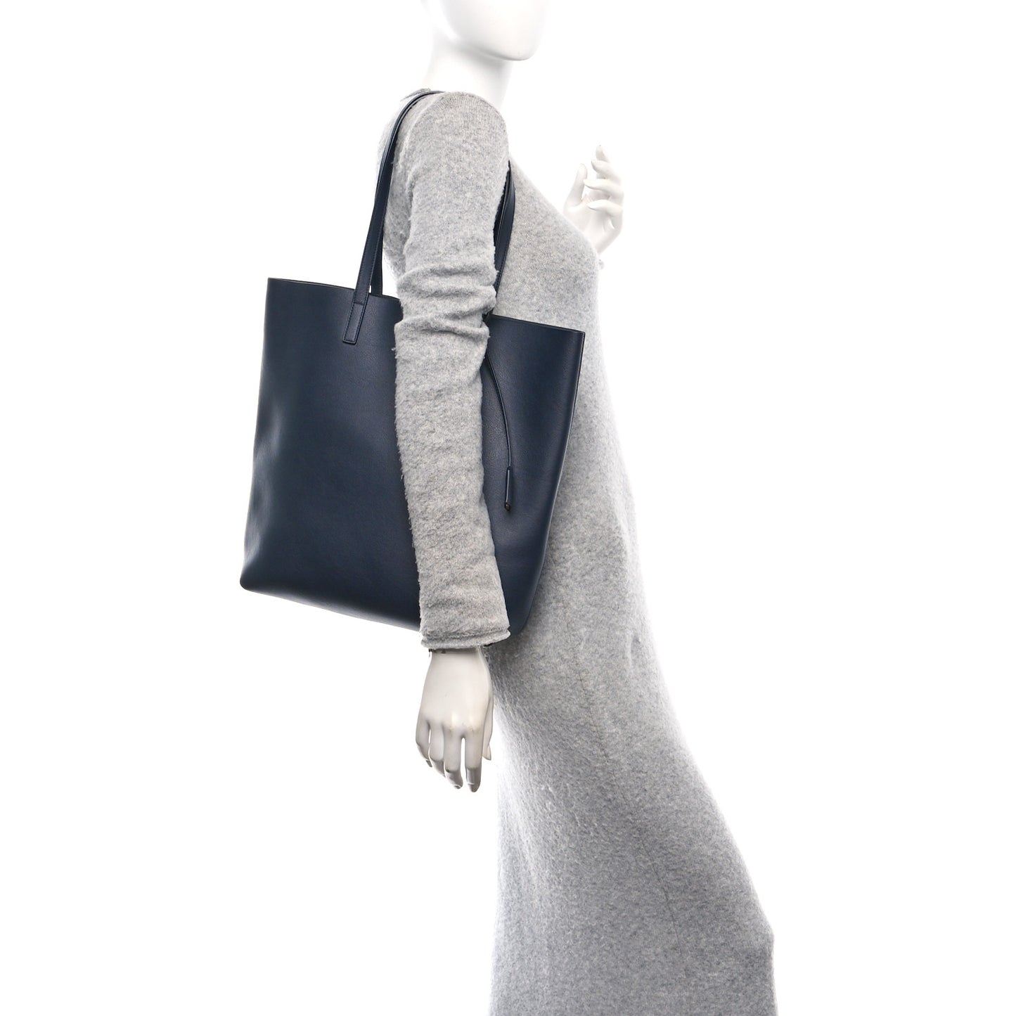Calfskin Medium Shopping Tote Deep Marine