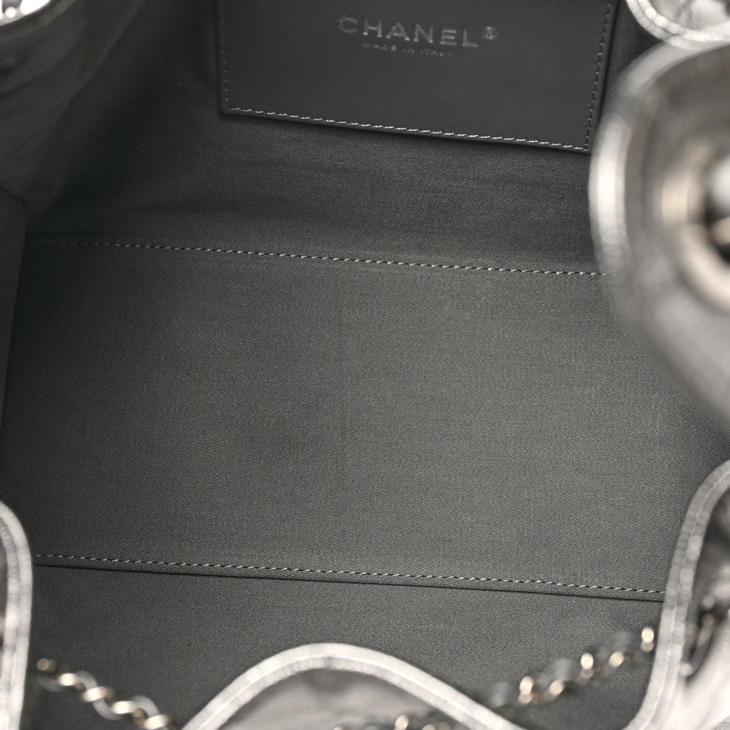 Metallic Caviar Quilted Small Chanel 25 Handbag Anthracite