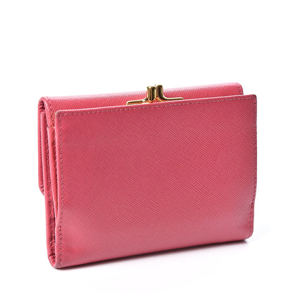 Prada Saffiano Compact Kiss Lock Wallet Peonia 2 of 12