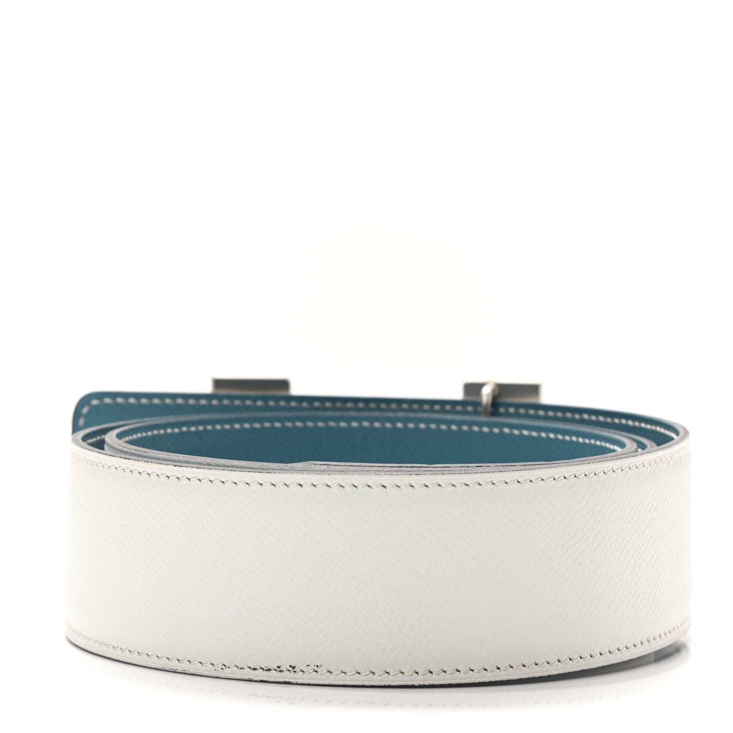 Hermes Epsom 42mm Constance H Belt 90 Blue Jean White 2 of 6