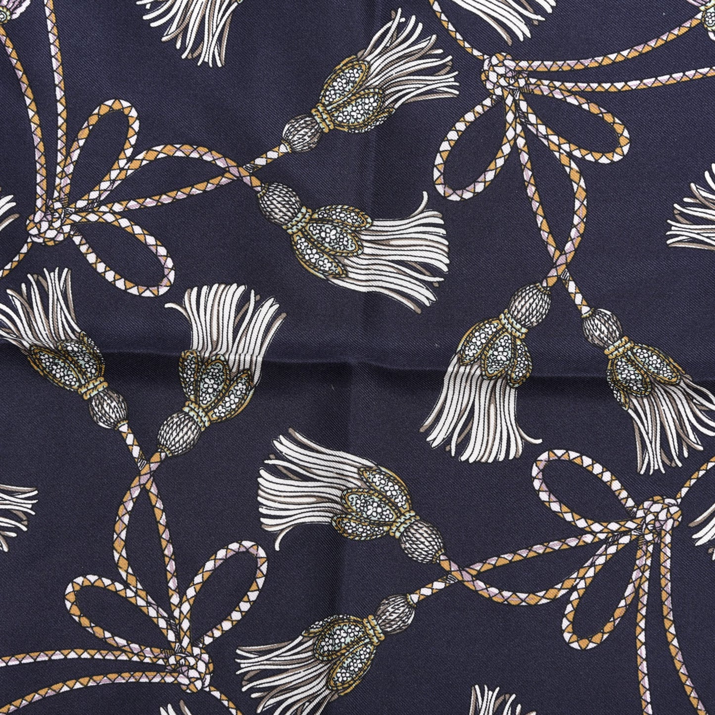 Silk Intrigue Print Square Scarf Navy
