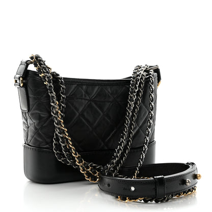 Chanel Aged Calfskin Quilted Small Gabrielle Hobo Black 4 of 11