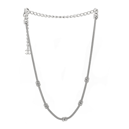 Chanel Metal CC Short Chain Necklace Silver 3 of 5