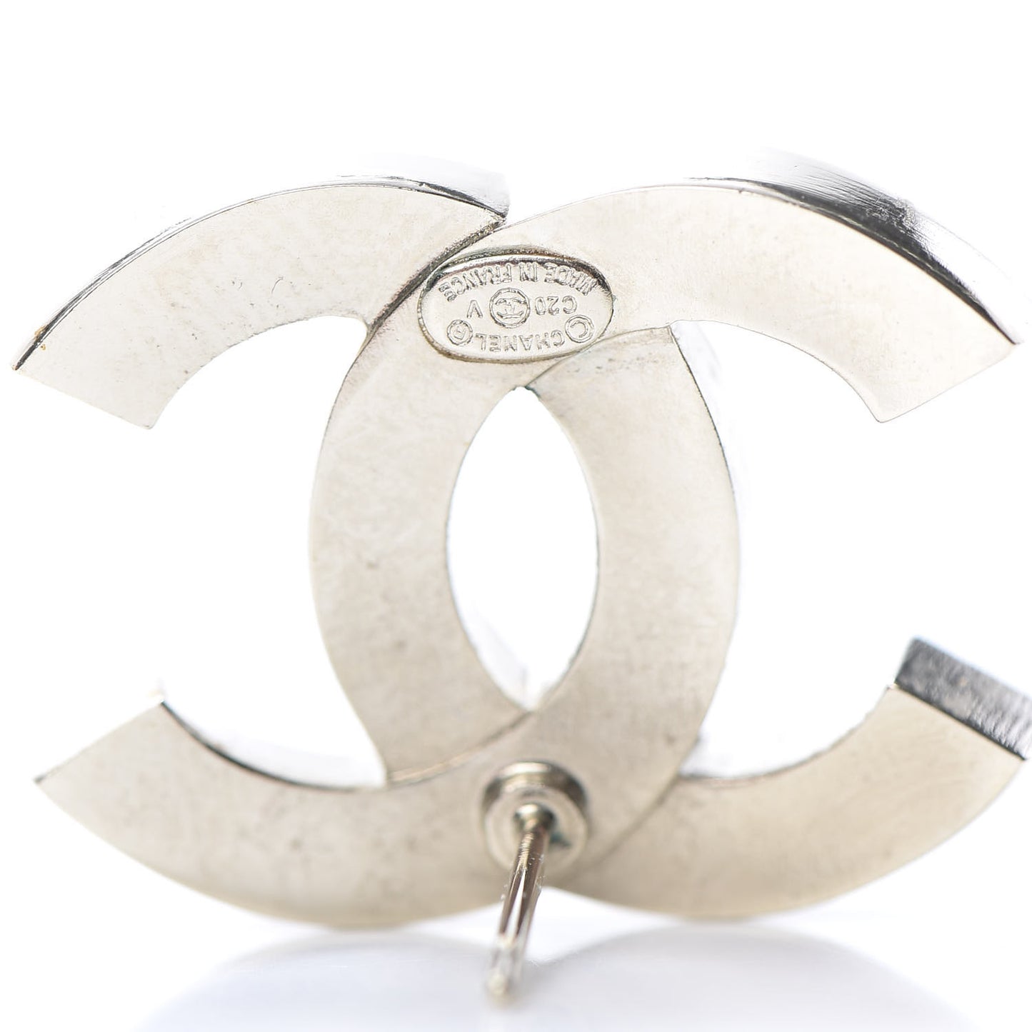 Crystal Large CC Earrings Silver