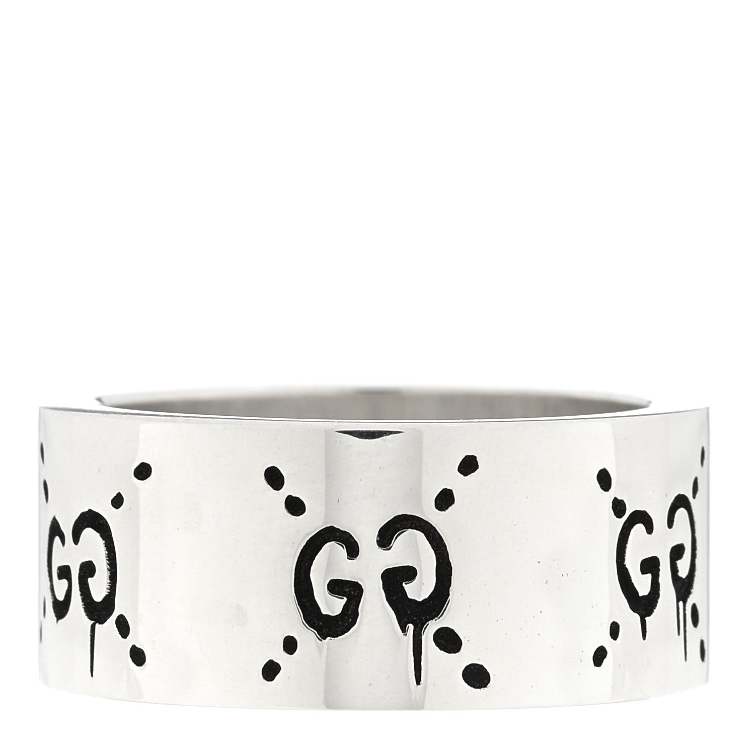 Gucci Sterling Silver GucciGhost Hamlet Skull Band Ring 54 6.75 3 of 4