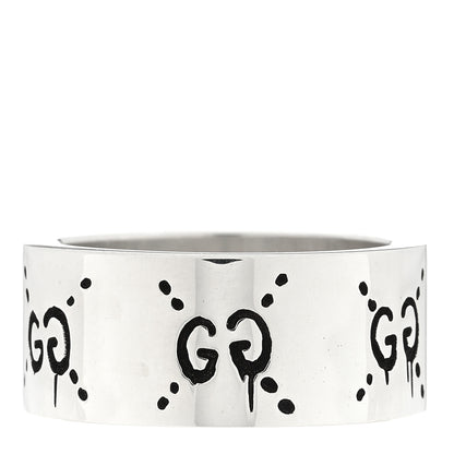 Gucci Sterling Silver GucciGhost Hamlet Skull Band Ring 54 6.75 3 of 4