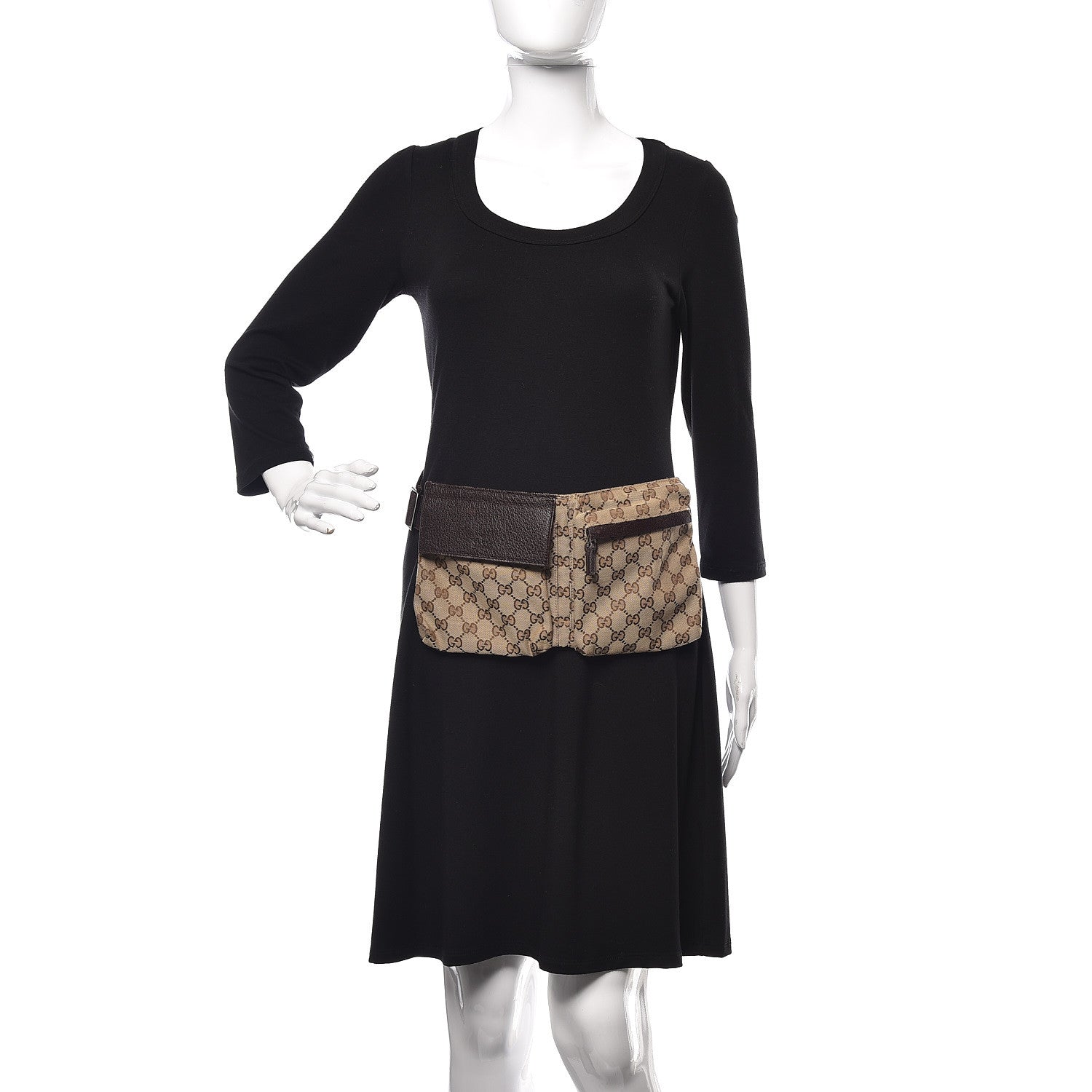 Gucci GG Monogram Double Pocket Belt Bag Dark Brown 2 of 10