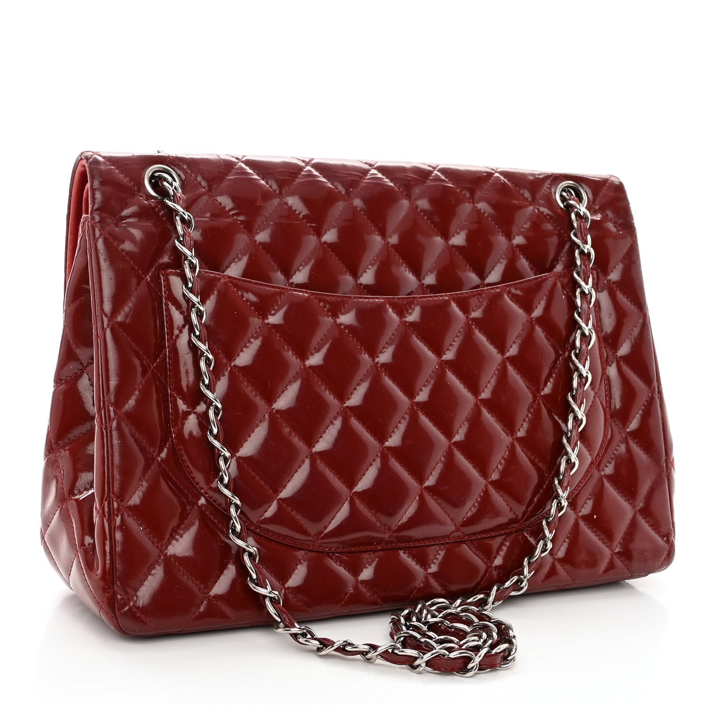 Patent Quilted Maxi Double Flap Red
