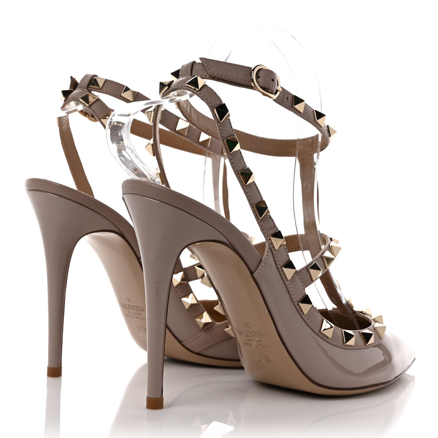 Valentino Garavani Patent Nappa Rockstud Ankle Strap 100mm Pumps 39.5 Poudre 4 of 7
