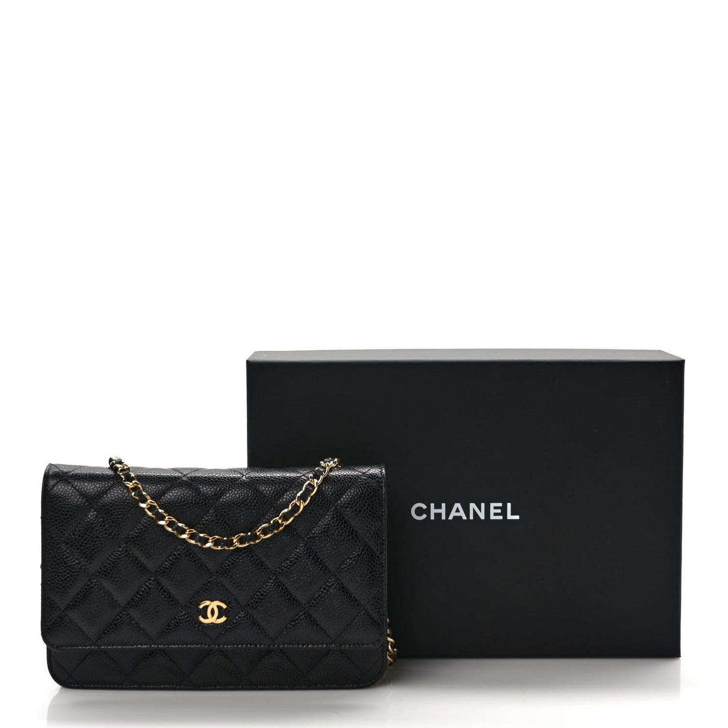 Caviar Quilted Wallet On Chain WOC Black