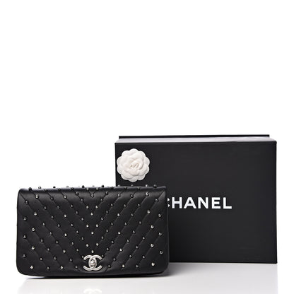 Chanel Lambskin Chevron Quilted Studded Stud Wars Flap Clutch Black 12 of 12