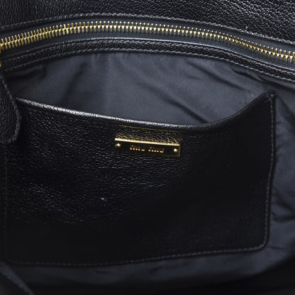 Miu Miu Goatskin Madras Zip Tote Argilla Black 9 of 10