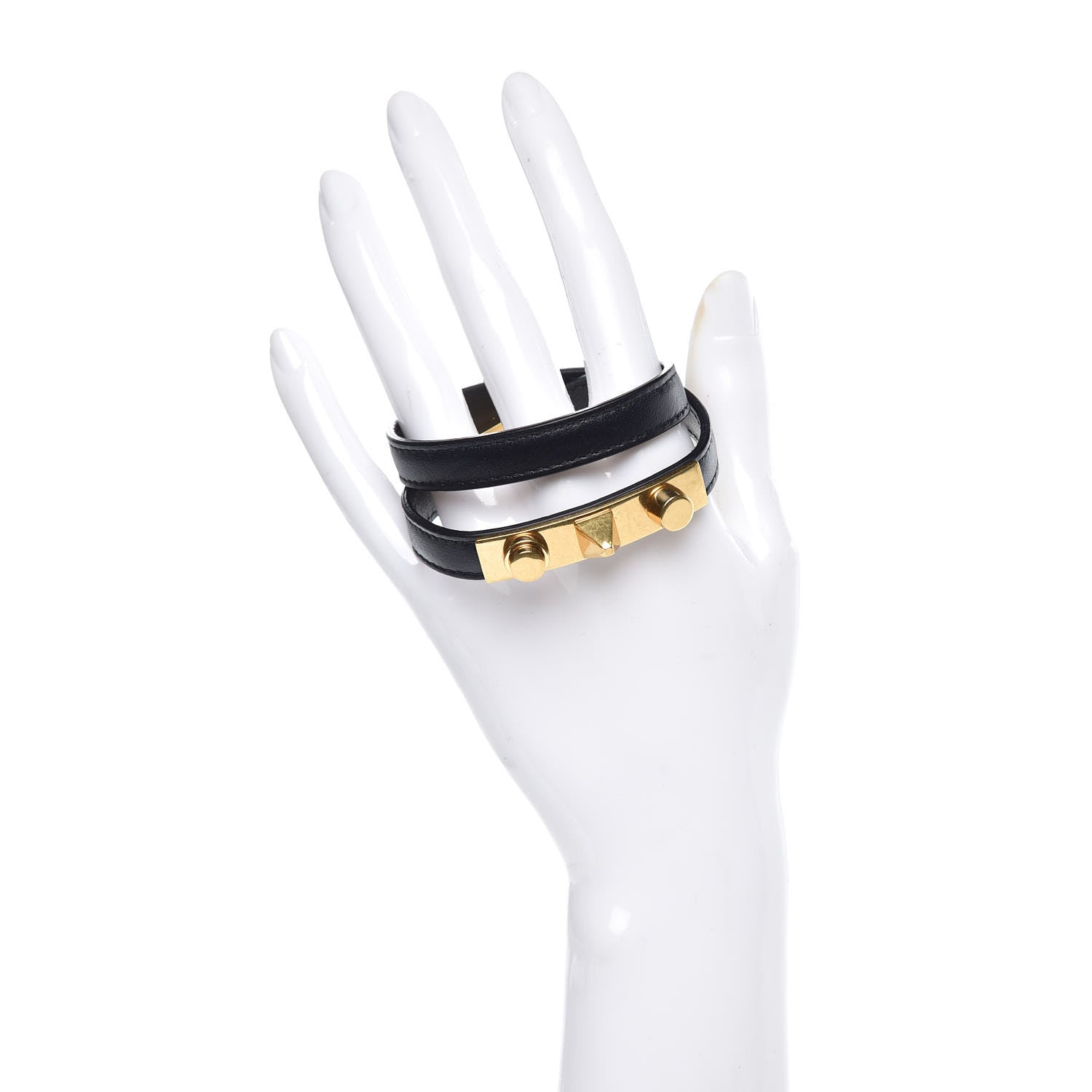 Saint Laurent Calfskin 3 Clous Bracelet Black 2 of 6