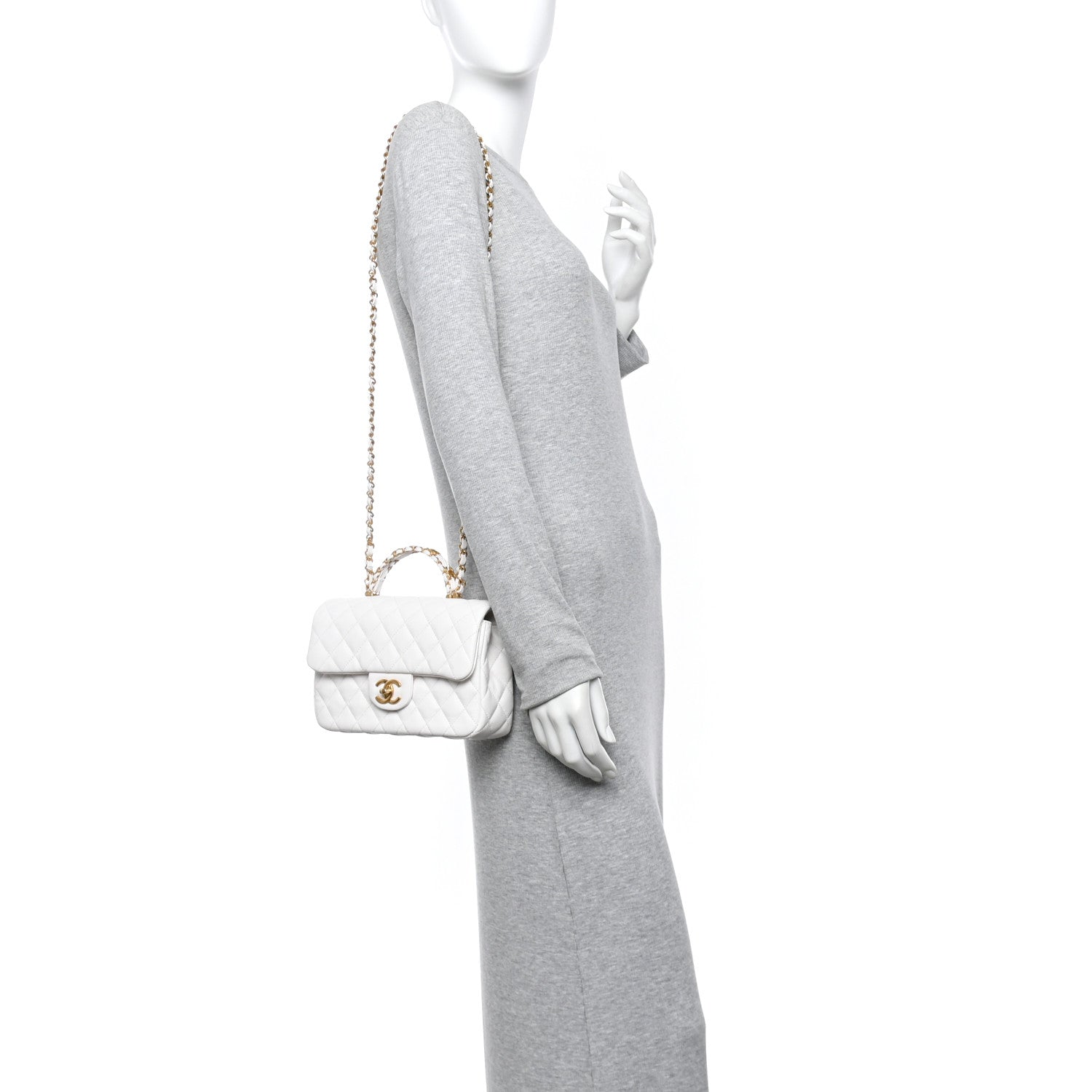 Chanel Caviar Quilted Small Handy CC Flap White 2 of 11