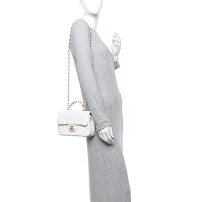 Chanel Caviar Quilted Small Handy CC Flap White 2 of 11
