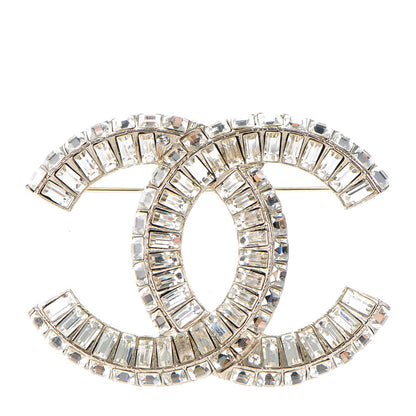 Chanel Baguette Crystal CC Brooch Silver 1 of 5