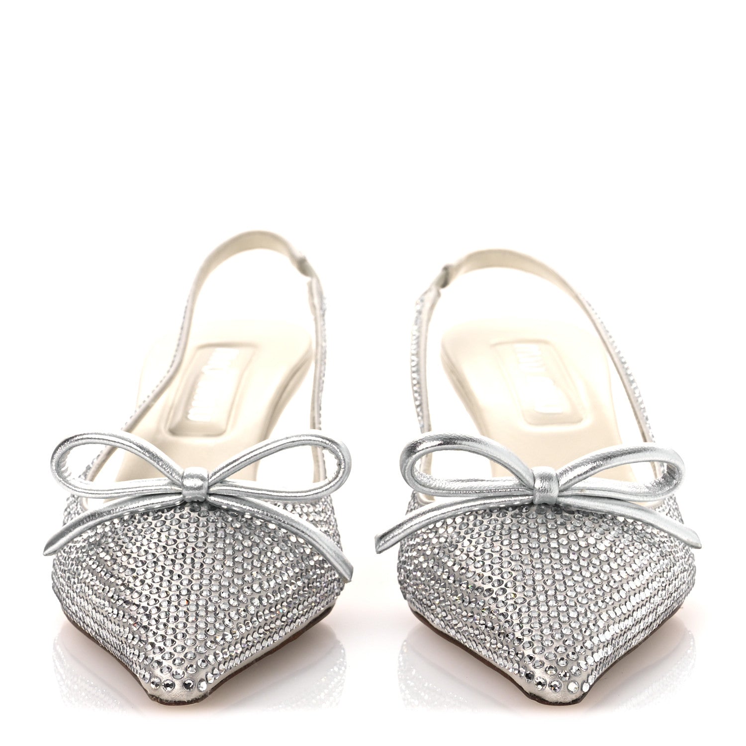 Miu Miu Satin Crystal Slingback Pumps 37 Perla 3 of 10