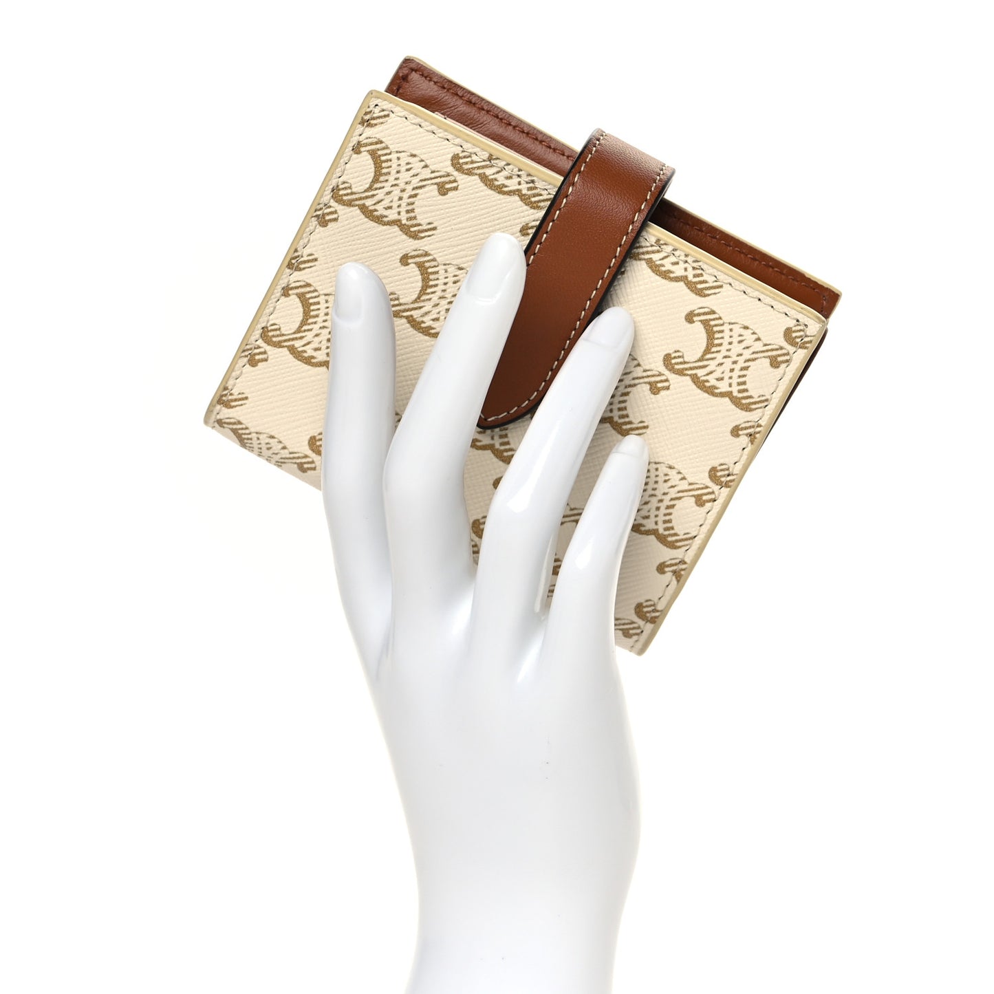 Canvas Triomphe Small Strap Wallet White