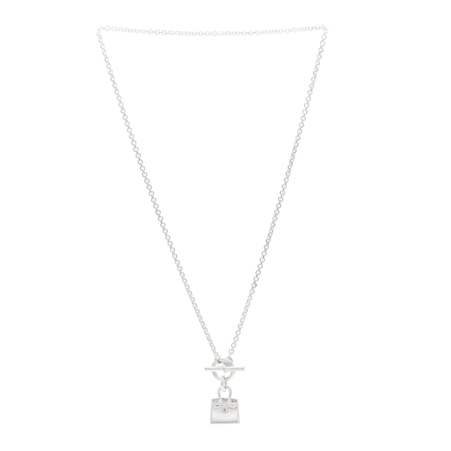 Hermes Sterling Silver Birkin Amulette Pendant Necklace 3 of 6