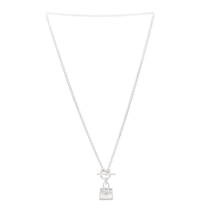 Hermes Sterling Silver Birkin Amulette Pendant Necklace 3 of 6