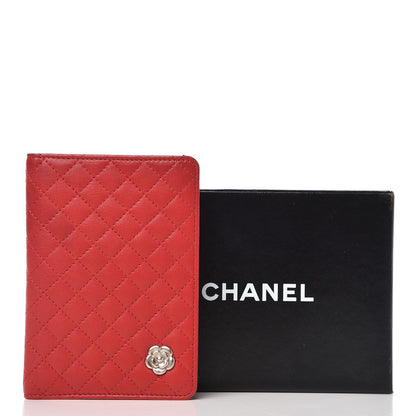 Chanel Lambskin Quilted Camellia Passport Holder Red 10 of 10