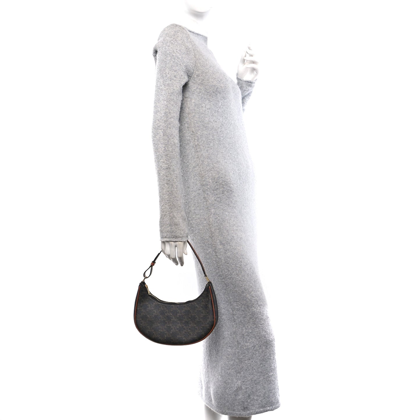 Triomphe Canvas Calfskin Ava Shoulder Bag Tan