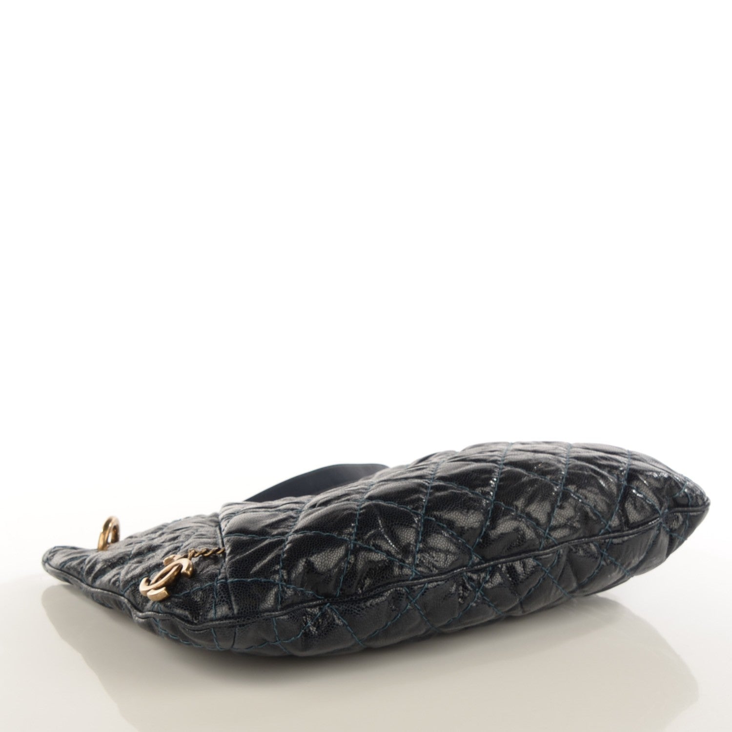 Chanel Crumpled Grained Calfskin Coco Pleats Hobo Dark Blue 4 of 7