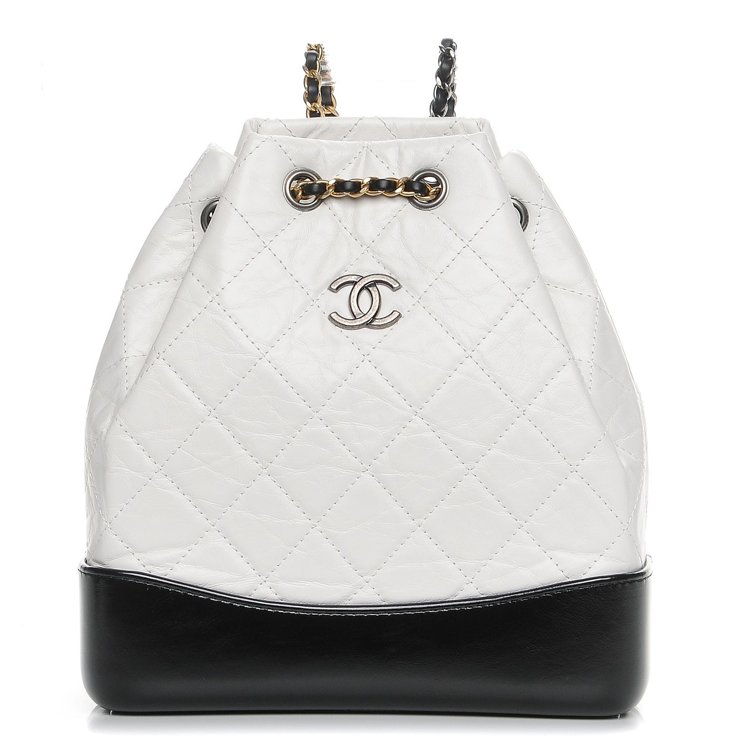 Aged Calfskin Quilted Small Gabrielle Backpack Black White