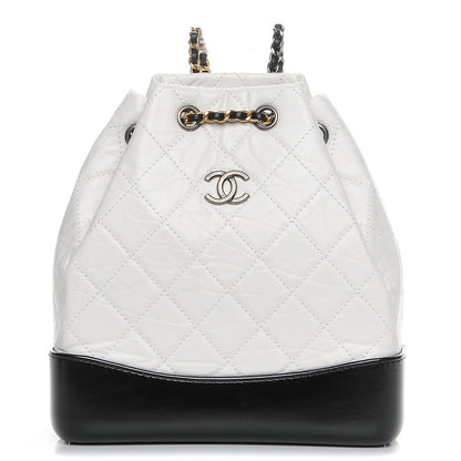 Chanel Aged Calfskin Quilted Small Gabrielle Backpack Black White 1 of 9