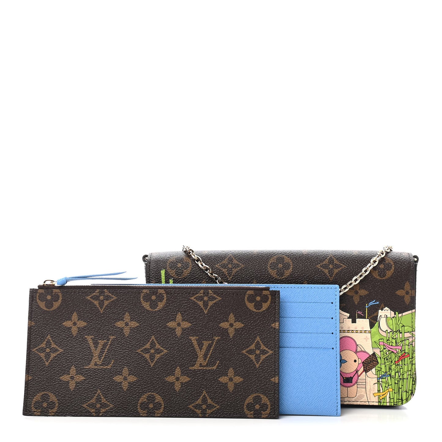 Monogram 2021 Christmas Animation China Wall Pochette Felicie Chain Wallet Myosotis Blue