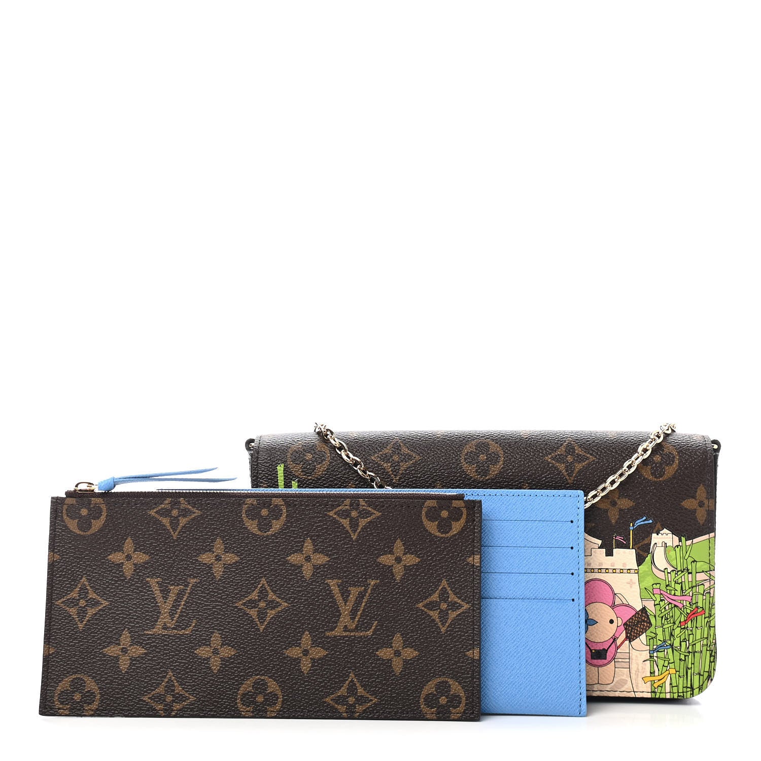 Louis Vuitton Monogram 2021 Christmas Animation China Wall Pochette Felicie Chain Wallet Myosotis Blue 2 of 10