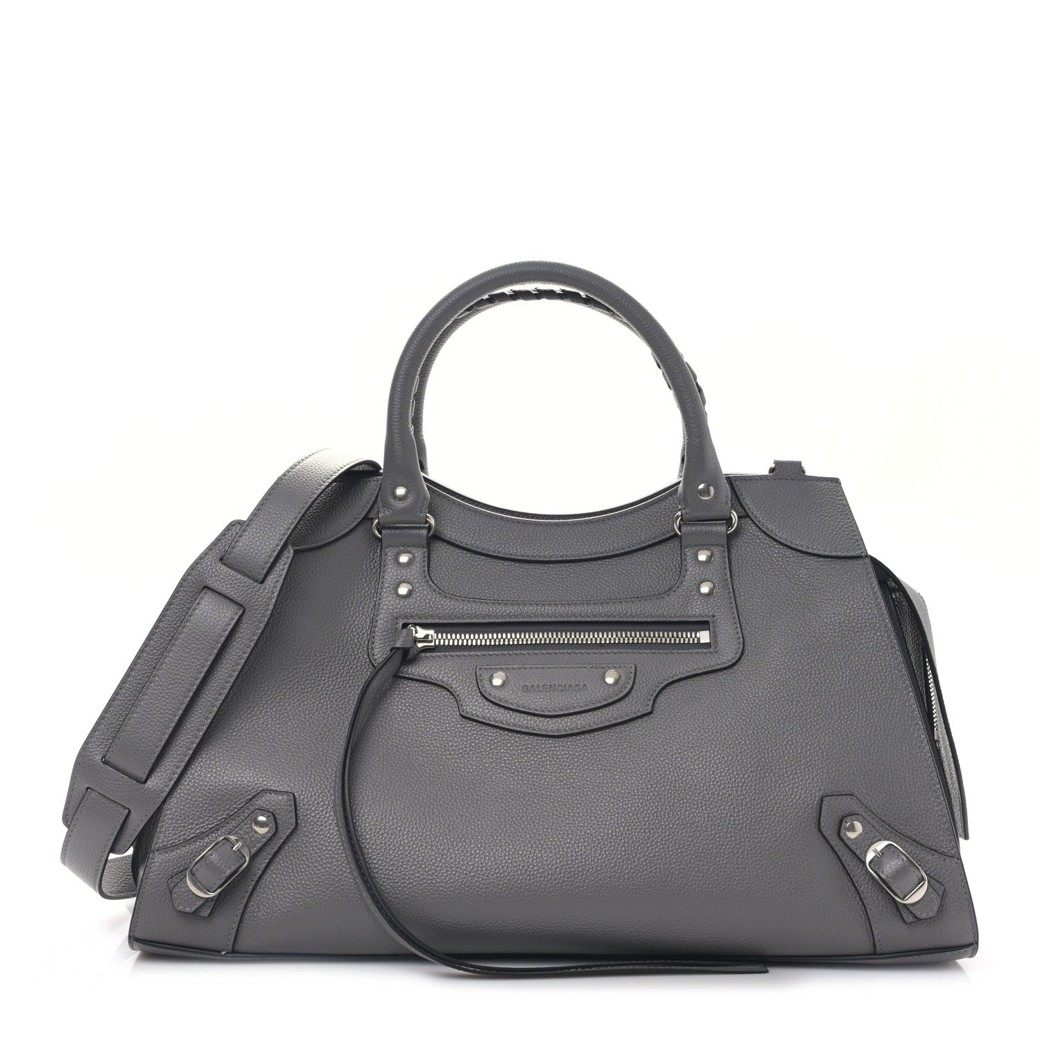 Balenciaga Grained Calfskin Neo Classic Silver Hardware Medium City Dark Grey 1 of 7