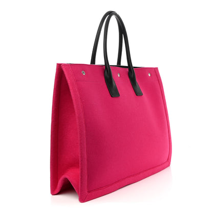 Saint Laurent Wool Rive Gauche Tote Fuchsia 3 of 9