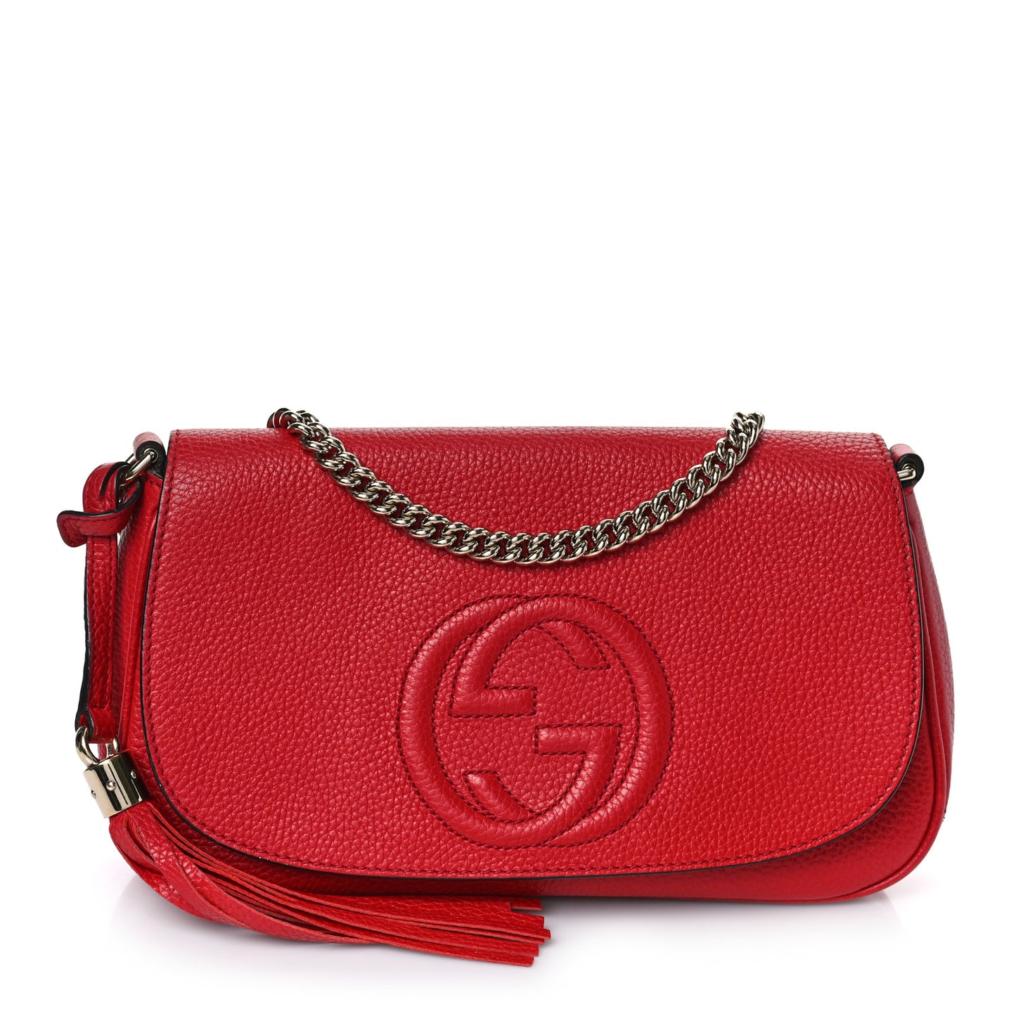 Pebbled Calfskin Medium Soho Flap Crossbody Tabasco Red