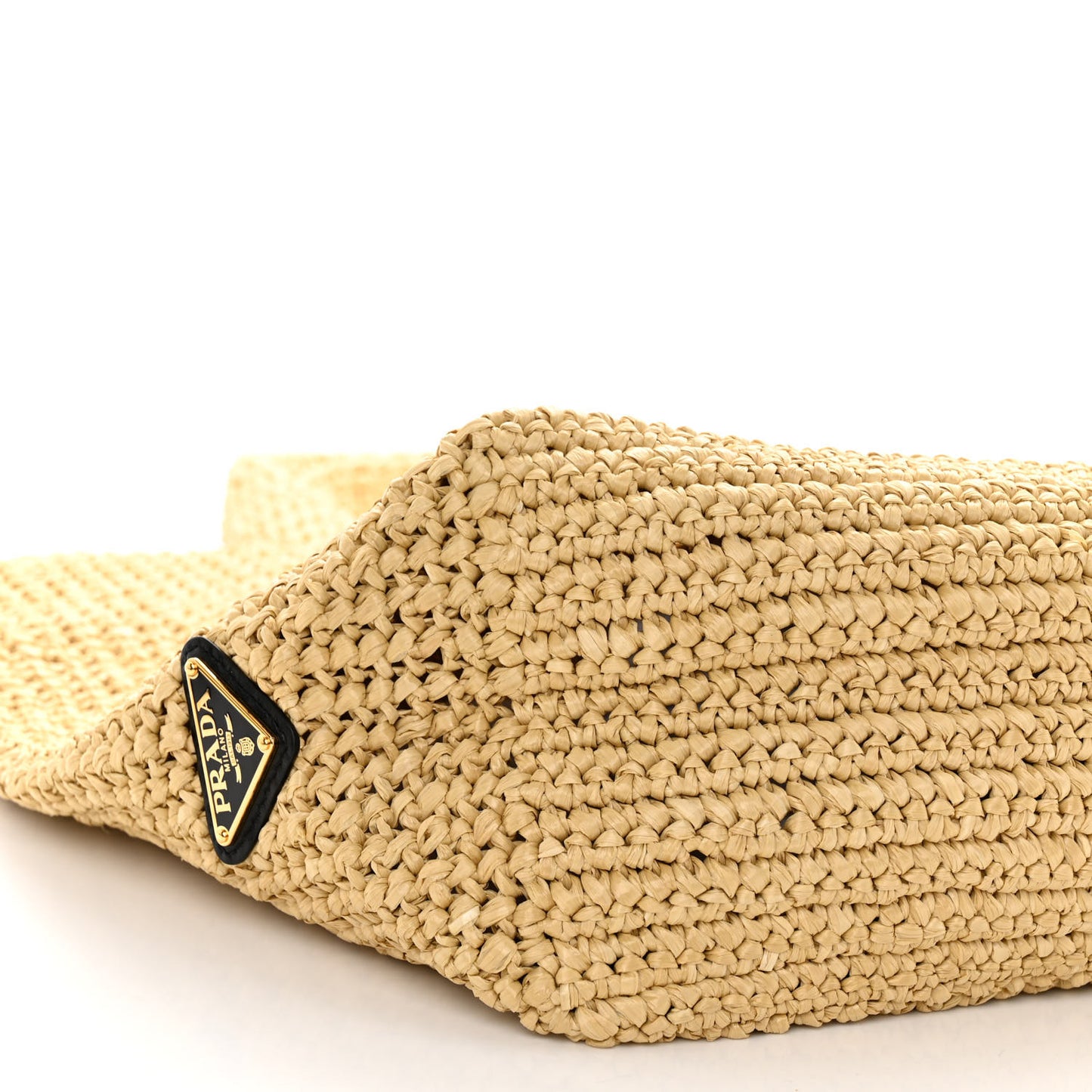 Yarn Raffia Effect Crochet Embroidered Logo Tote Naturale