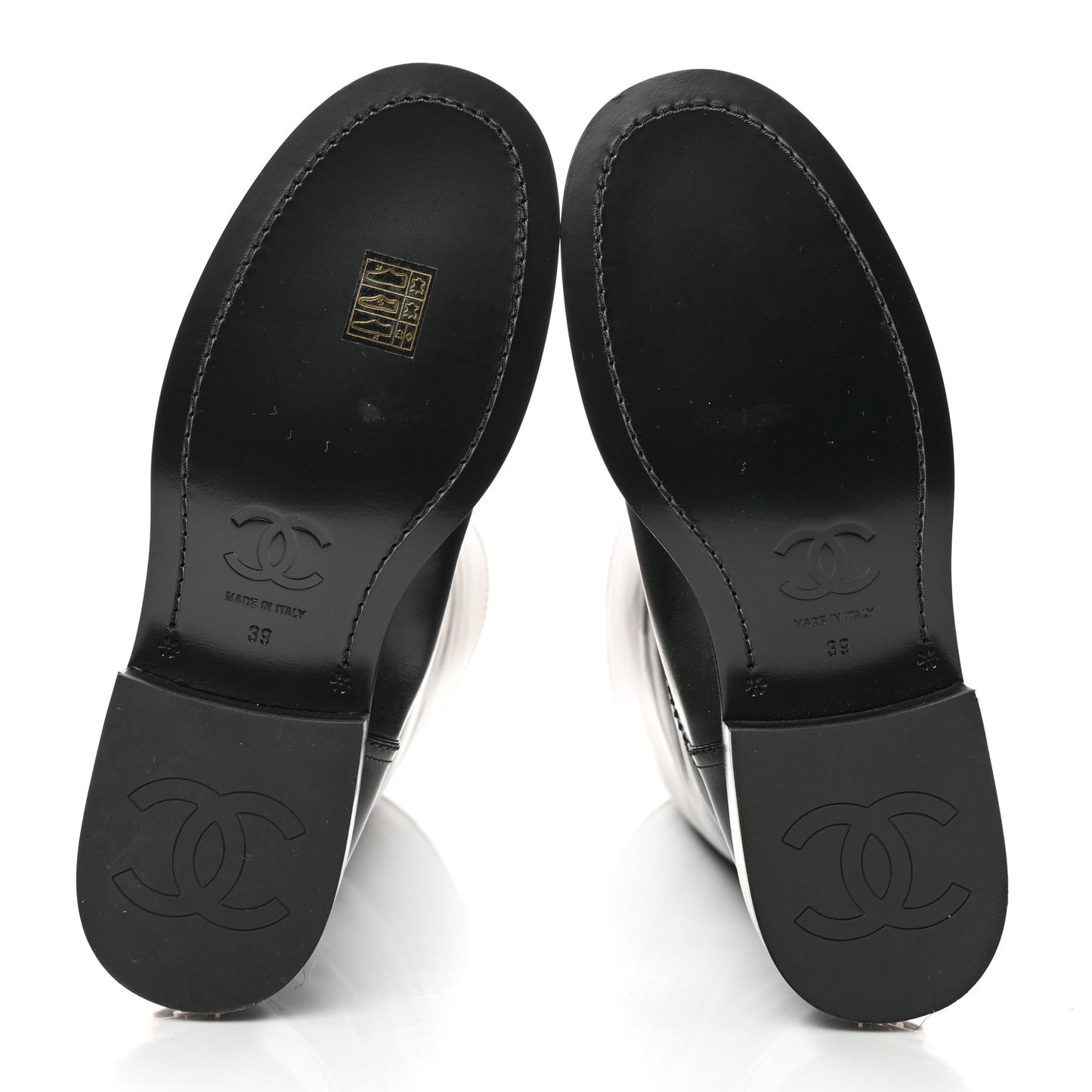 Calfskin Cap Toe High Boots 39 Black