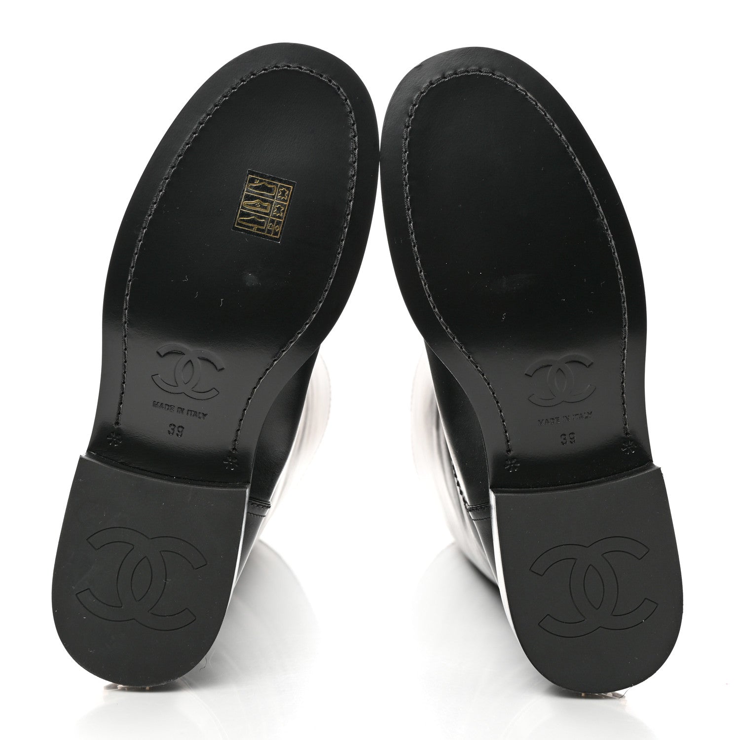 Chanel Calfskin Cap Toe High Boots 39 Black 5 of 9