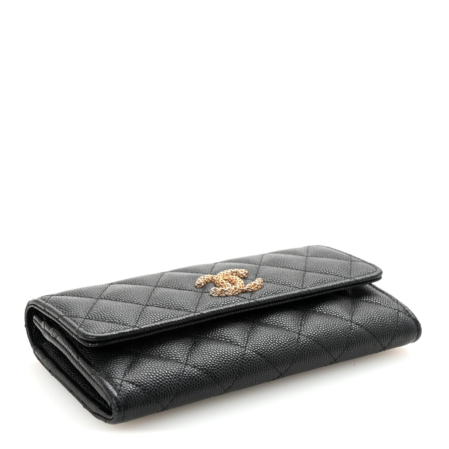 Chanel Caviar Metal Perforated Quilted CC Flap Wallet Black 4 of 9