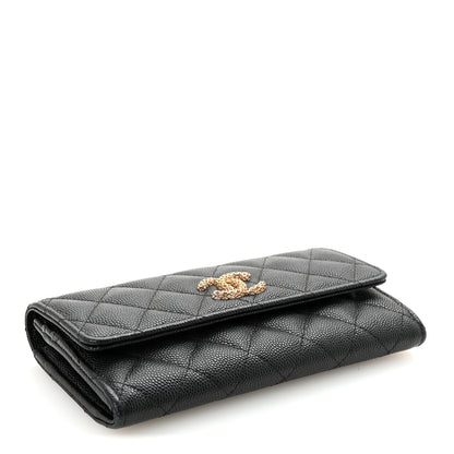 Chanel Caviar Metal Perforated Quilted CC Flap Wallet Black 4 of 9