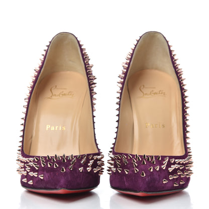 Christian Louboutin Veau Velours Studded Escarpic 100 Pumps 37.5 Merlot Copper 2 of 11