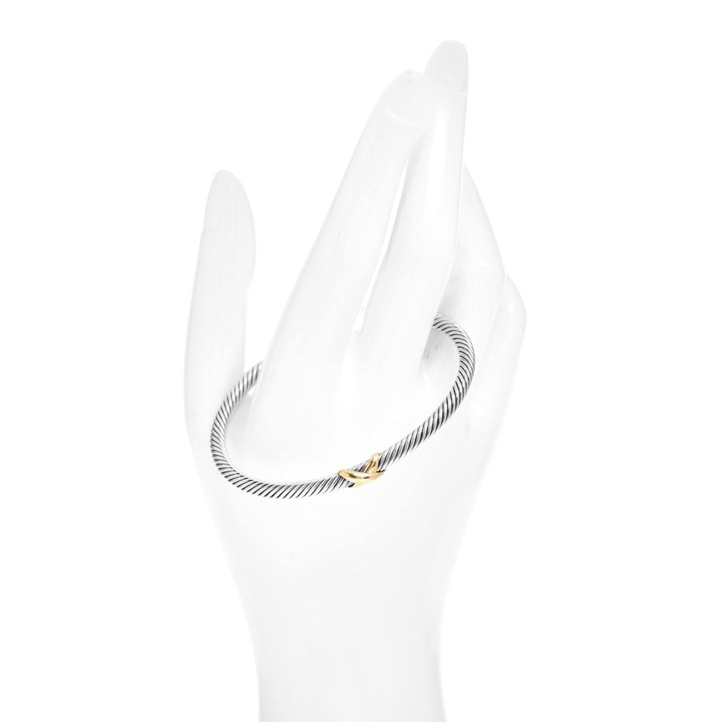 Sterling Silver 18K Yellow Gold 4mm X Station Cable Bracelet