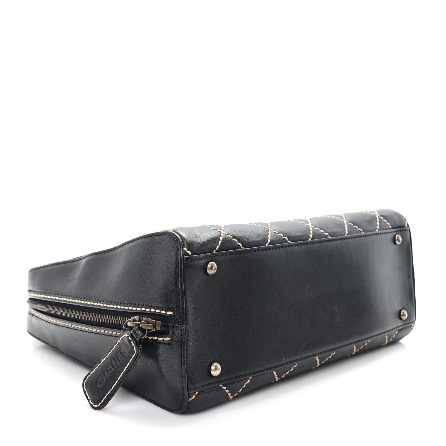 Chanel Calfskin Wild Stitch Vertical Top Handle Bag Black 5 of 11