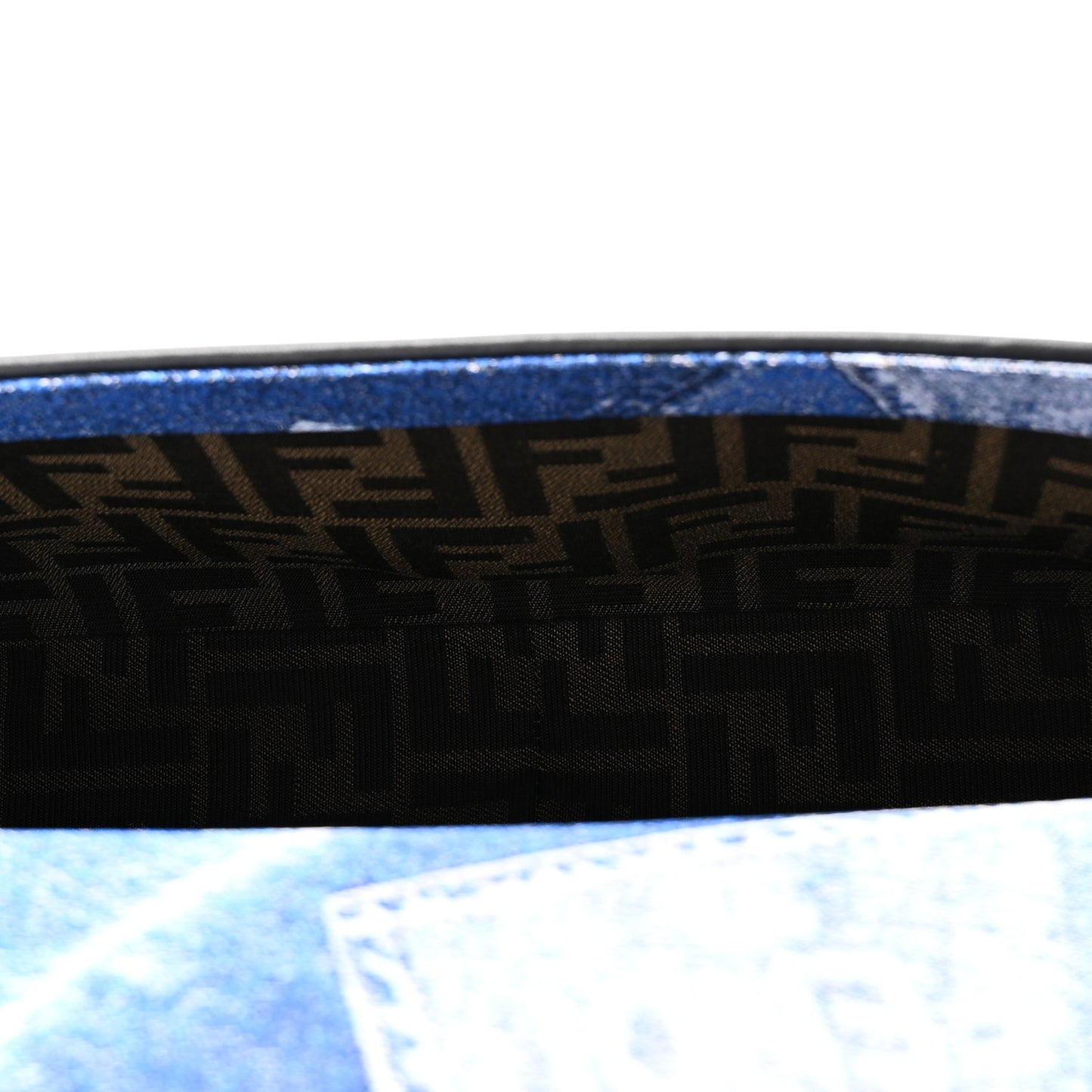 X VERSACE Denim Fendace Patchwork Baguette Blue