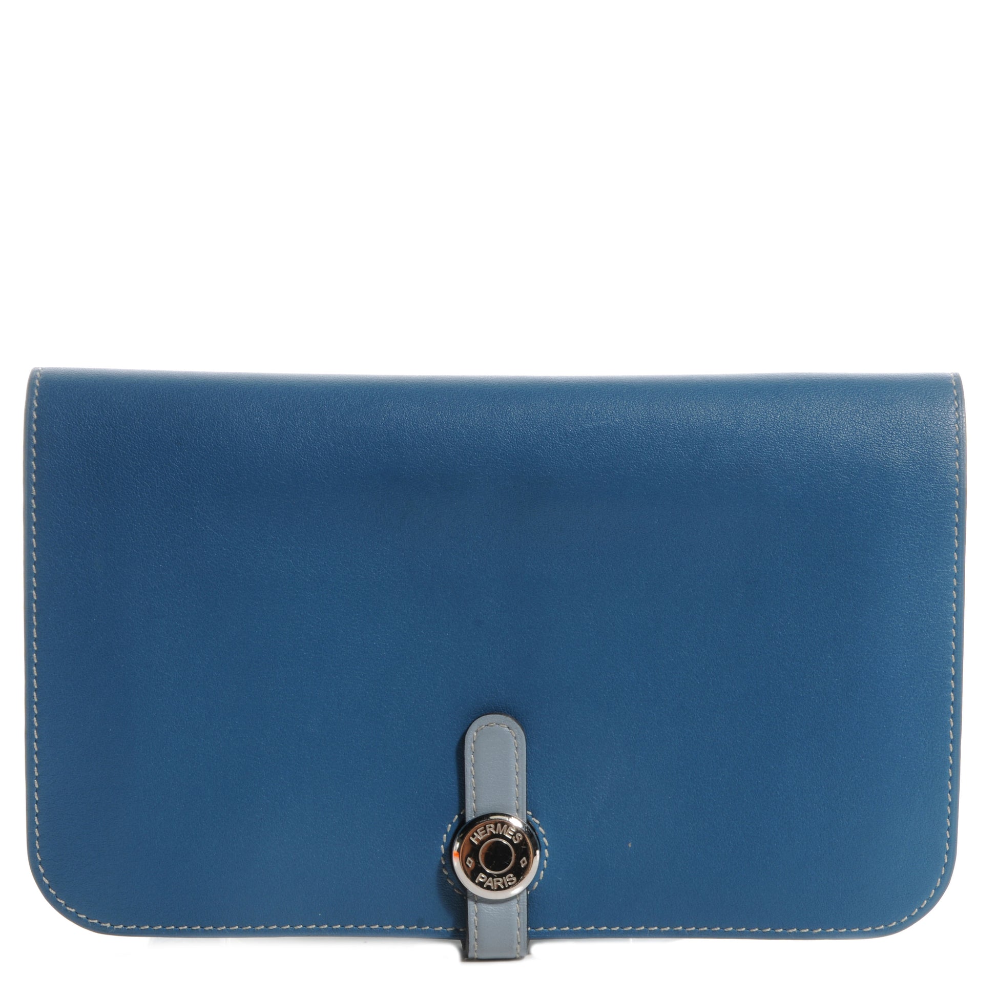 Hermes Swift Dogon Combined Wallet Bleu De Galice and Bleu Lin 1 of 9