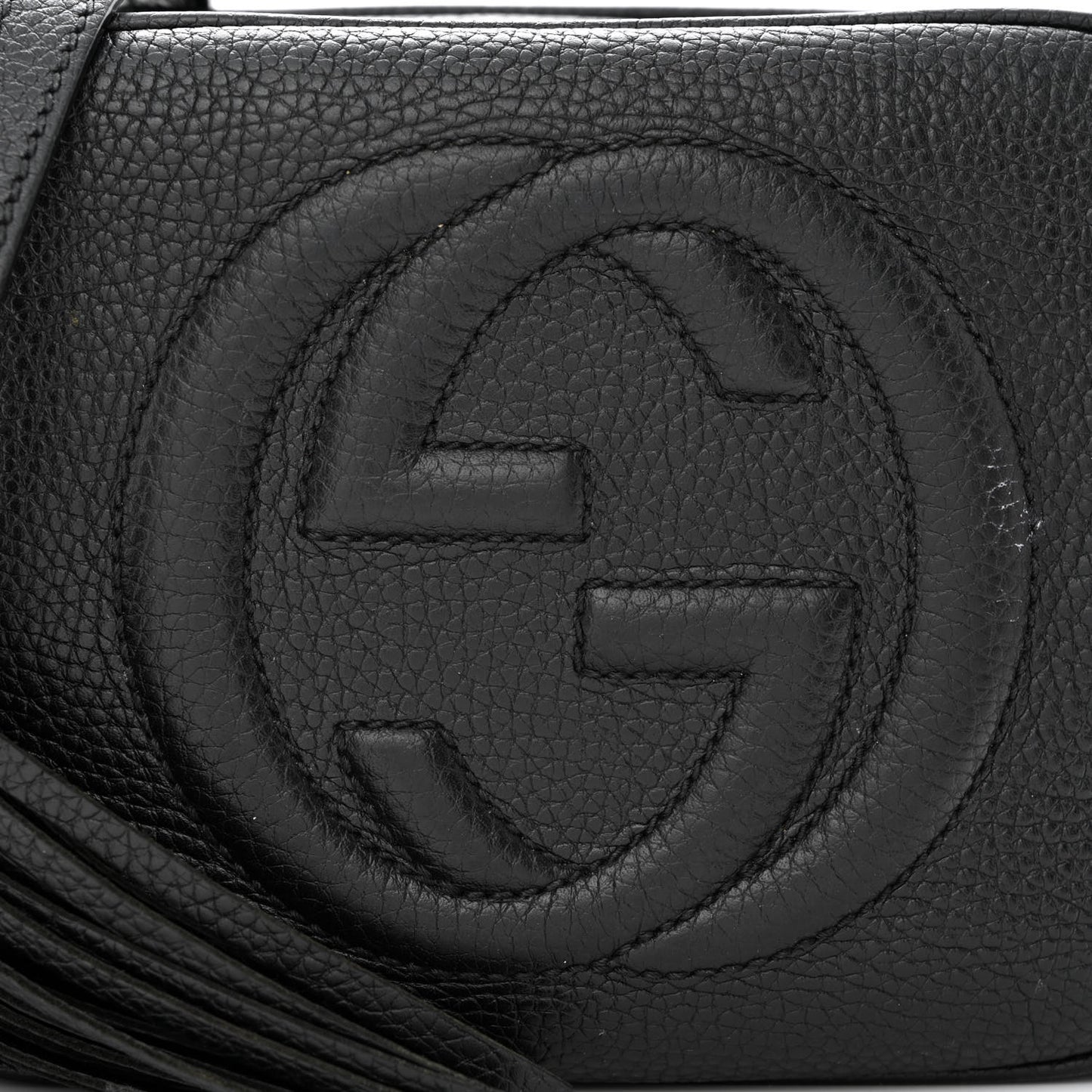 Pebbled Calfskin Small Soho Disco Bag Black