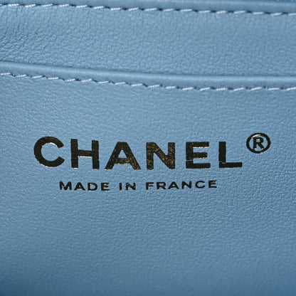 Chanel Lambskin Quilted Bi-Color Mini Top Handle Rectangular Flap Navy Blue Light Blue 6 of 8
