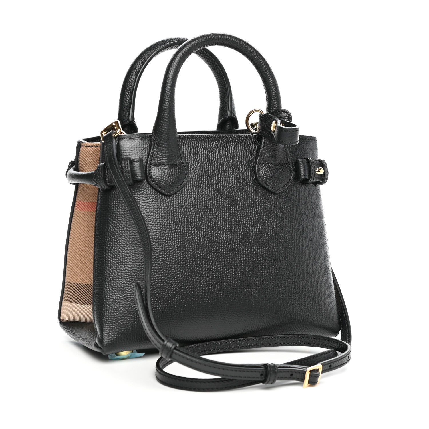Burberry Derby Calfskin House Check Baby Banner Tote Black 3 of 11
