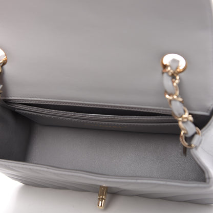 Chanel Lambskin Chevron Quilted Mini Rectangular Flap Grey 5 of 10