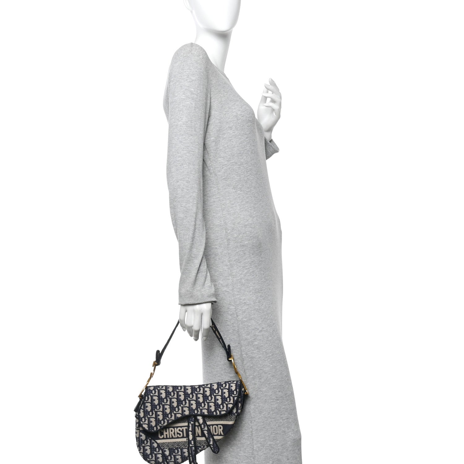 Christian Dior Oblique Embroidered Saddle Bag Blue 2 of 14