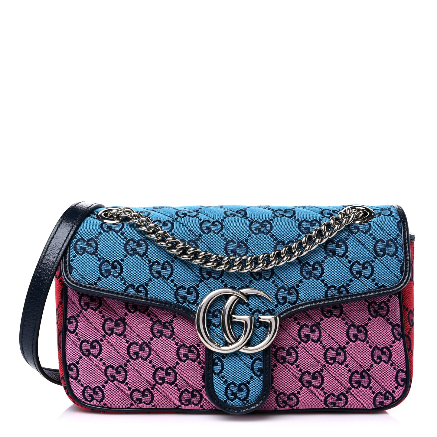 Monogram Multicolor Matelasse Diagonal Small GG Marmont Shoulder Bag Light Blue Pink Blue Green Red